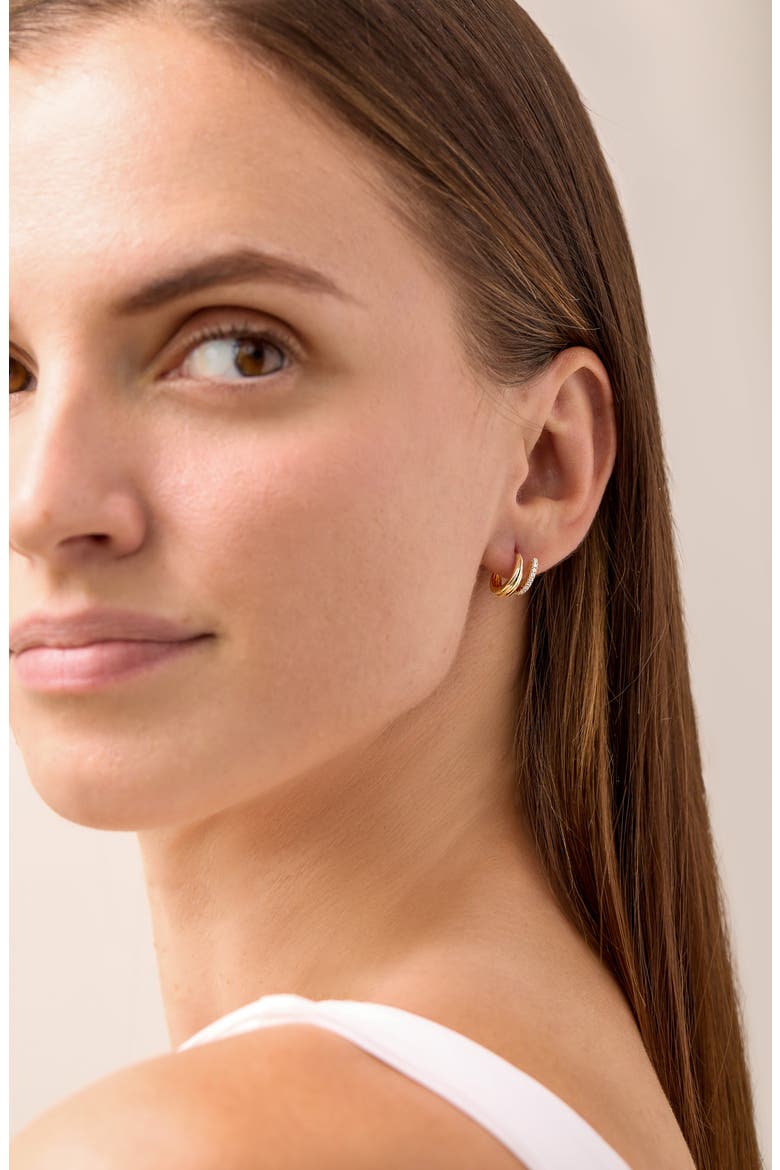 18K Gold & Diamond Layered Hoop Earrings (Nordstrom Exclusive), Alternate, color, 18K YELLOW GOLD