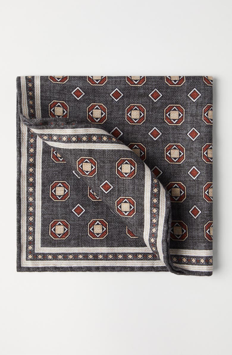 Brunello Cucinelli Double face silk pocket square, Alternate, color,