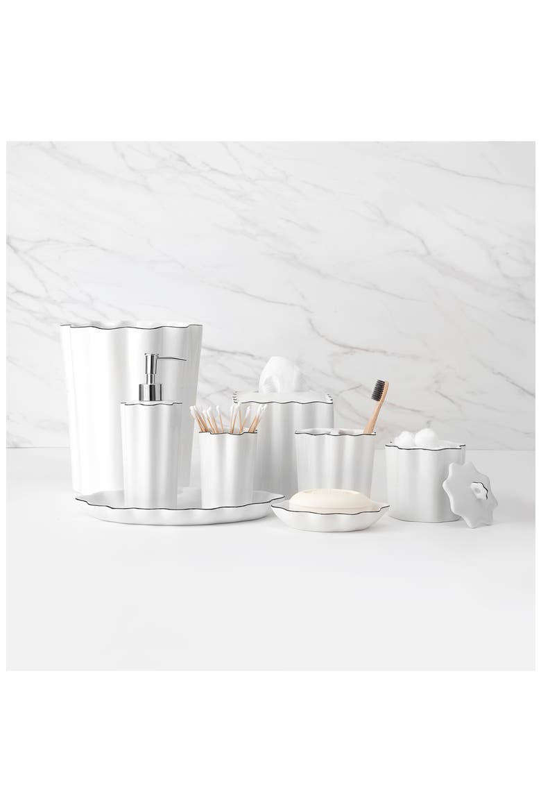 Le Marais Porcelain Tissue Box Holder, Alternate, color, WHITE/ BLACK