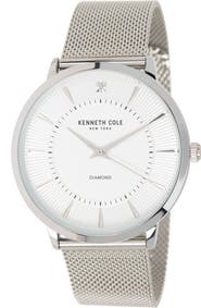 Kenneth Cole Men's 3-Hand Diamond Mesh Strap Watch, 45mm