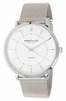 Kenneth Cole New York KENNETH COLE Men's 3-Hand Diamond Mesh Strap Watch, 45mm