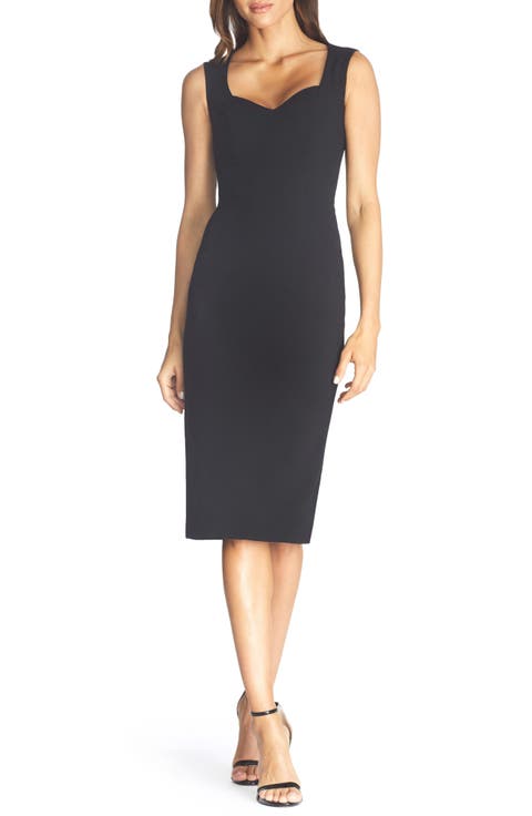 Elle Sweetheart Neck Sheath Midi Dress