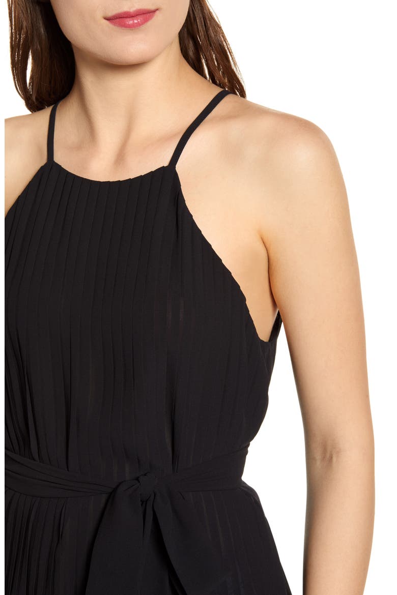 Pleated Halter Top, Alternate, color, BLACK