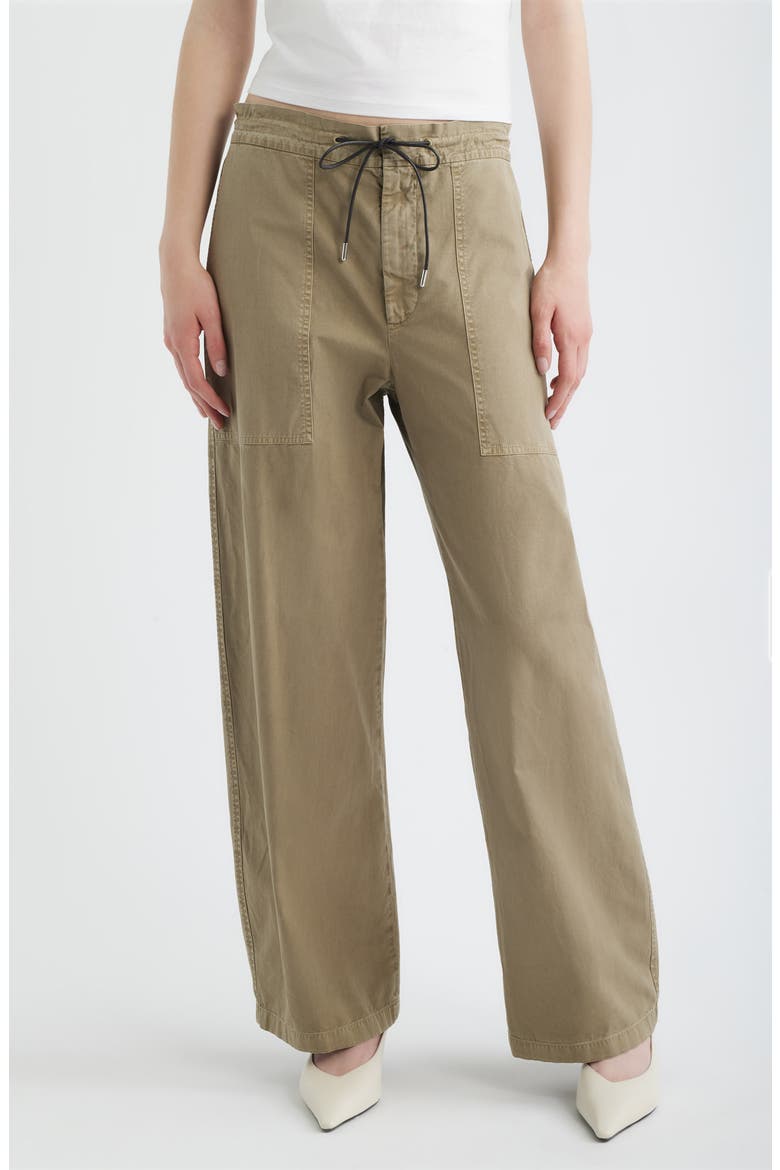 The Gallery Drawstring Waist Cotton Utility Pants, Main, color, ARMY
