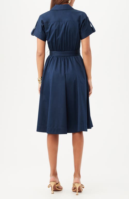 Trina Turk Commodore Fit And Flare Shirtdress In Blue