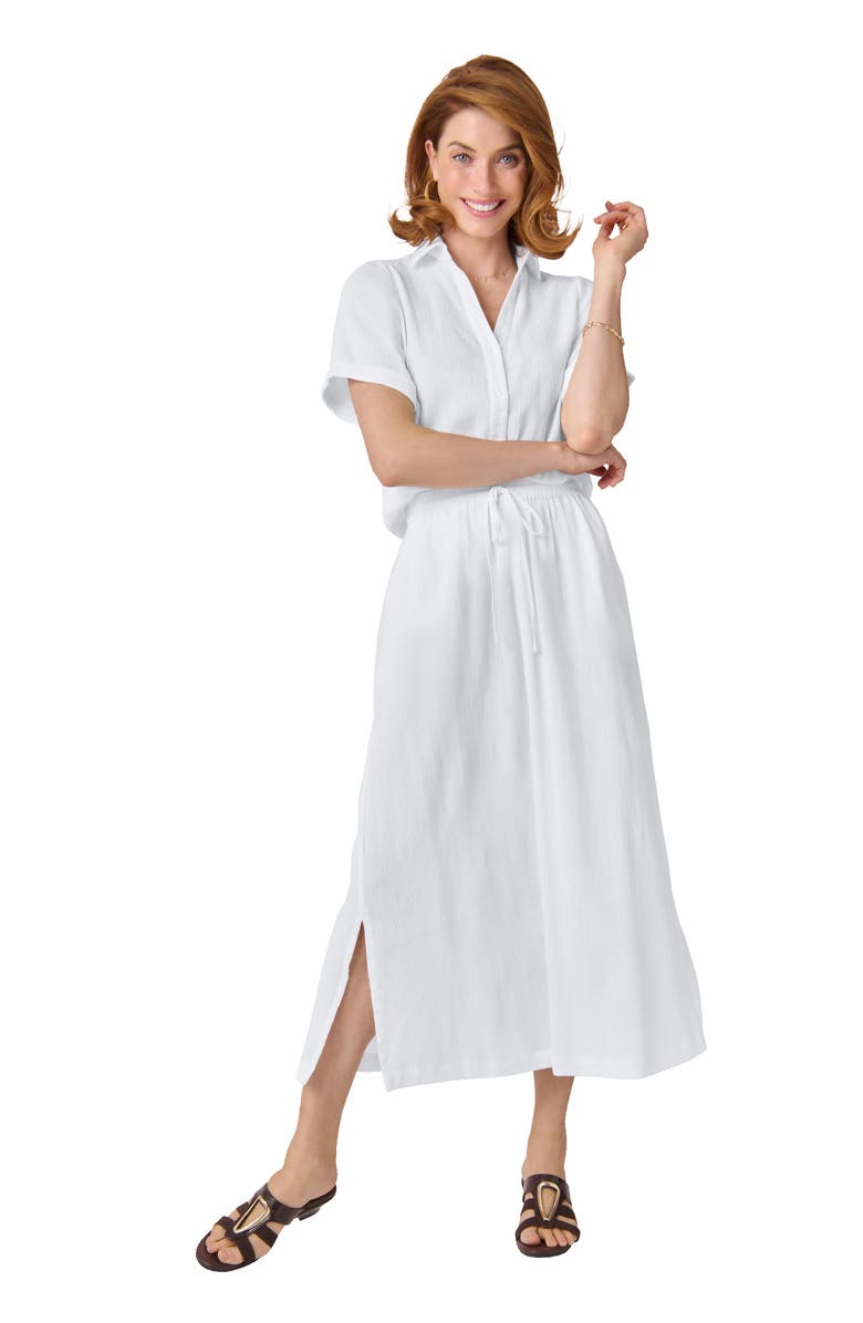 Jessica London Cotton Gauze A-Line Midi Skirt, Main, color, White
