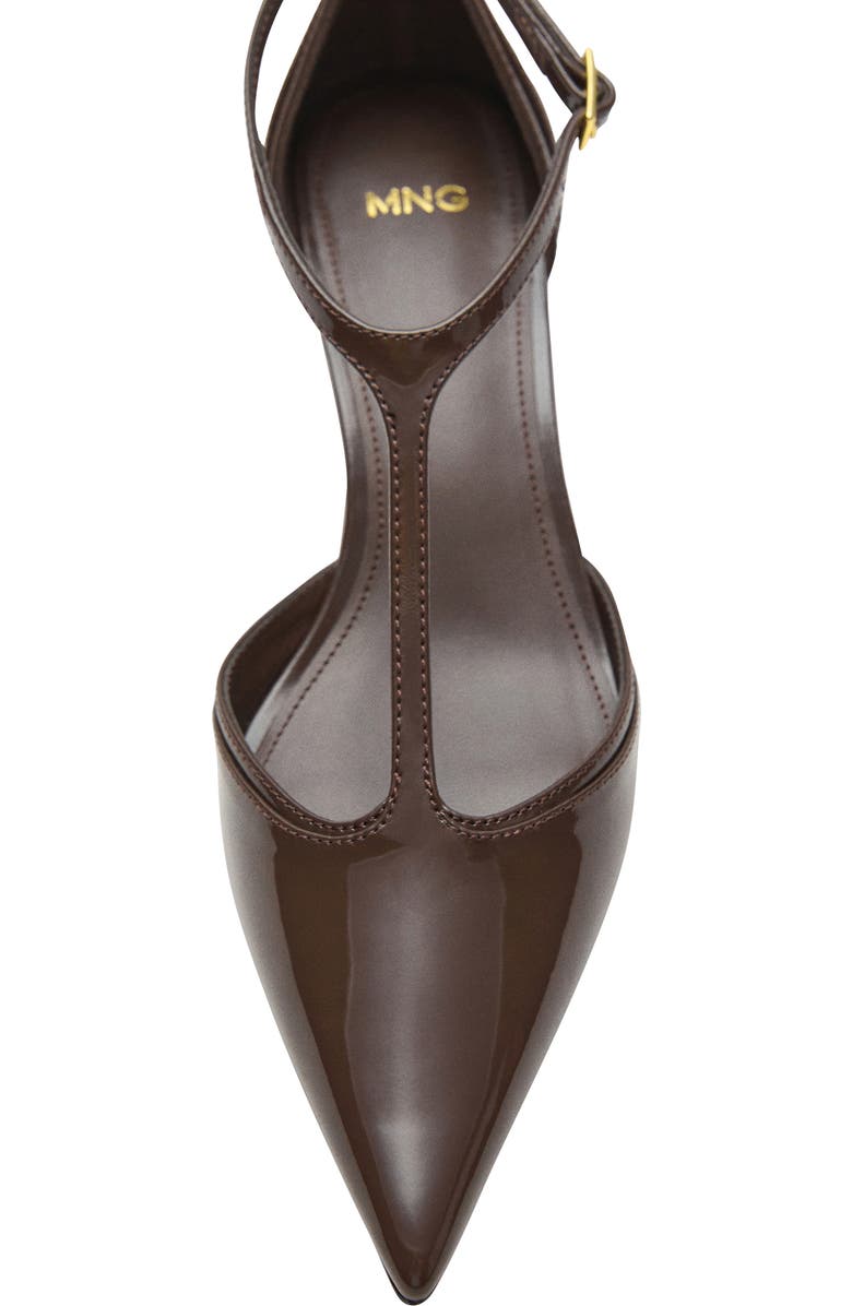 MANGO T-Strap Kitten Heel Pump, Alternate, color, Khaki Brown