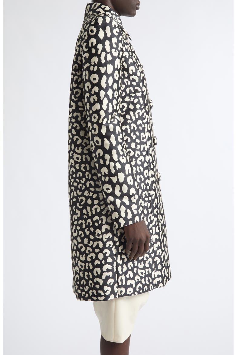 Leopard Print Coat, Alternate, color, BLACK/ IVORY