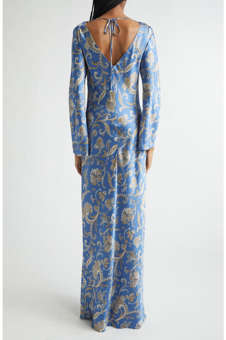 Ember Long Sleeve Paisley Silk Blend Maxi Dress, Alternate, color, BLUE COAST MULTI