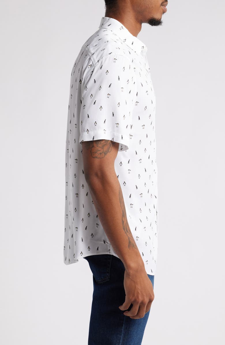 Original Penguin Print Short Sleeve Button-Up Shirt, Alternate, color, 