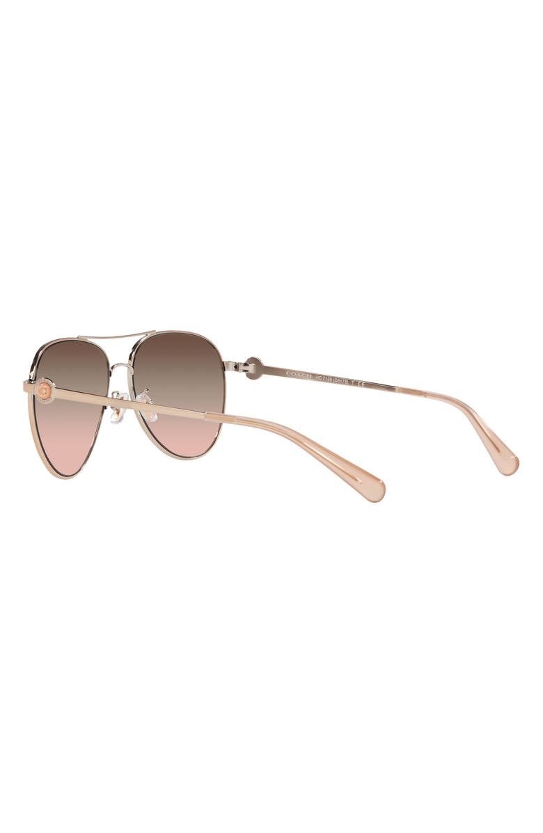 COACH 58mm Gradient Aviator Sunglasses, Alternate, color, Shiny Rose Gold