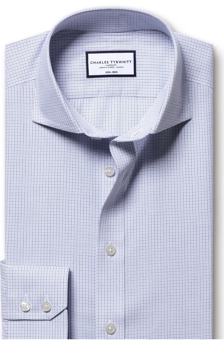 Charles Tyrwhitt Non-Iron Poplin Check Shirt, Alternate, color, Cobalt Blue
