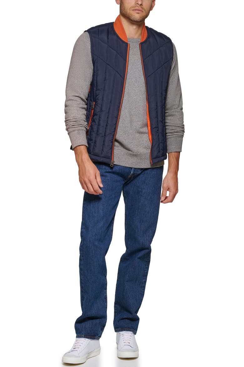 Water Resistant Quilted Vest, Alternate, color, NAVY