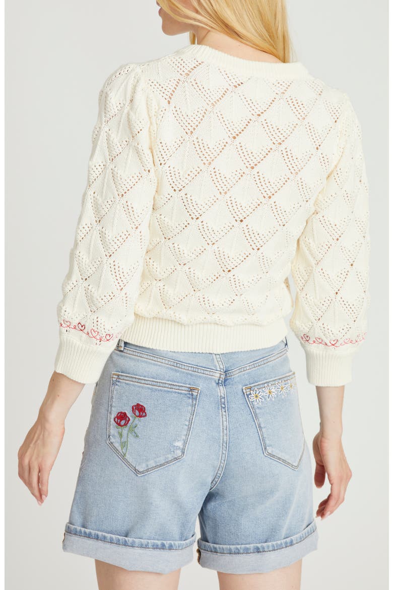 Love Letters Pointelle Cotton Sweater, Alternate, color, IVORY