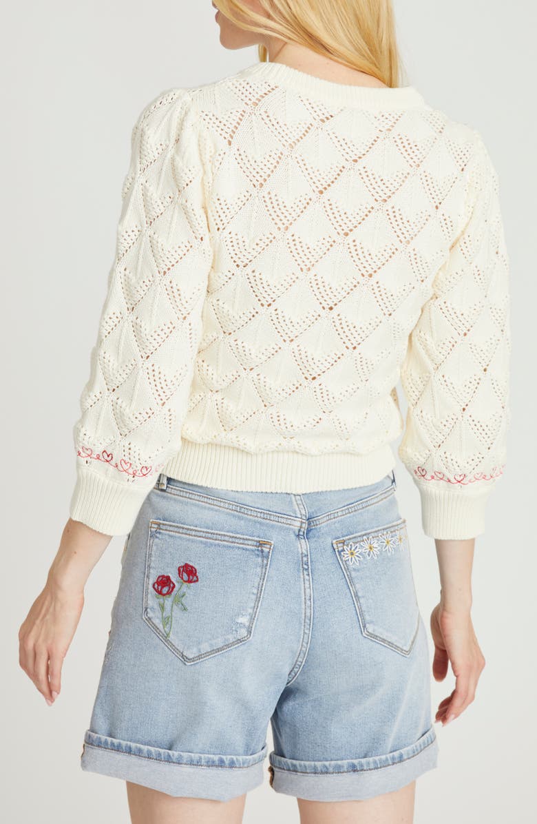 Driftwood Love Letters Pointelle Cotton Sweater, Alternate, color, Ivory
