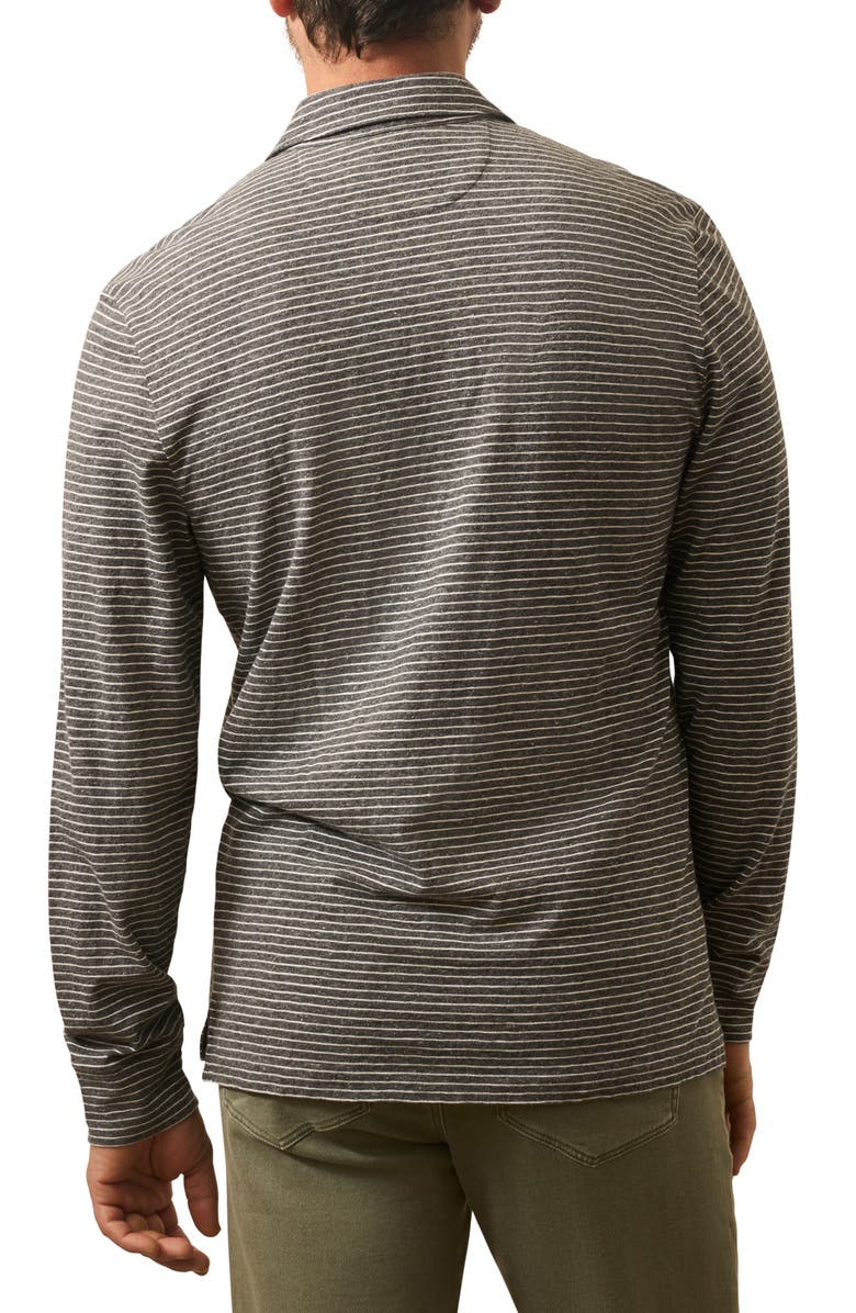 Faherty Sunwash Organic Cotton Long Sleeve Polo, Alternate, color, Charcoal Grey Stripe