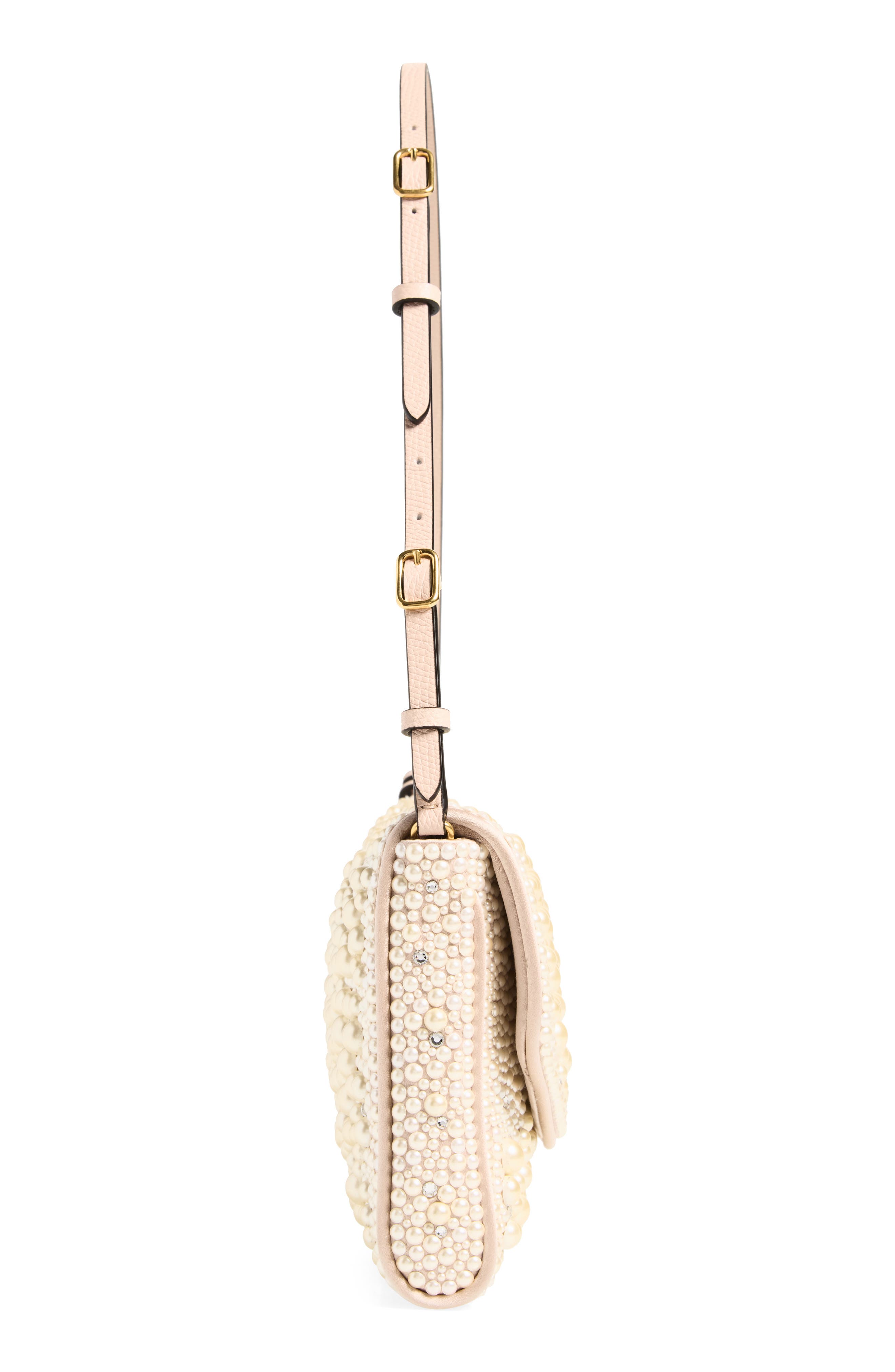 Small Devain Faux Pearl Clutch, Alternate, color, CREAM