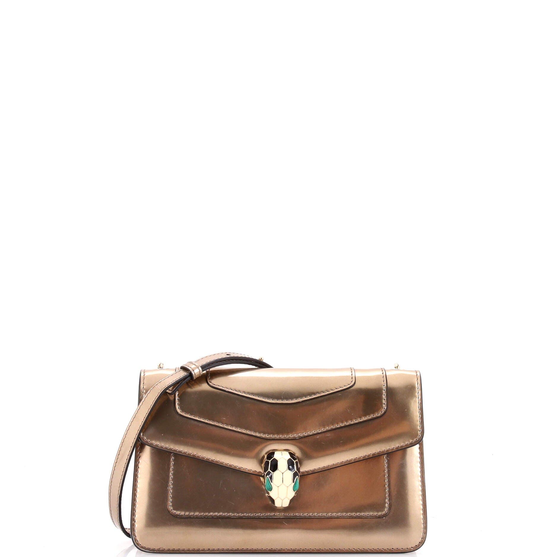 Serpenti Forever Shoulder Bag Metallic Leather Small, Main, color, Metallic Gold