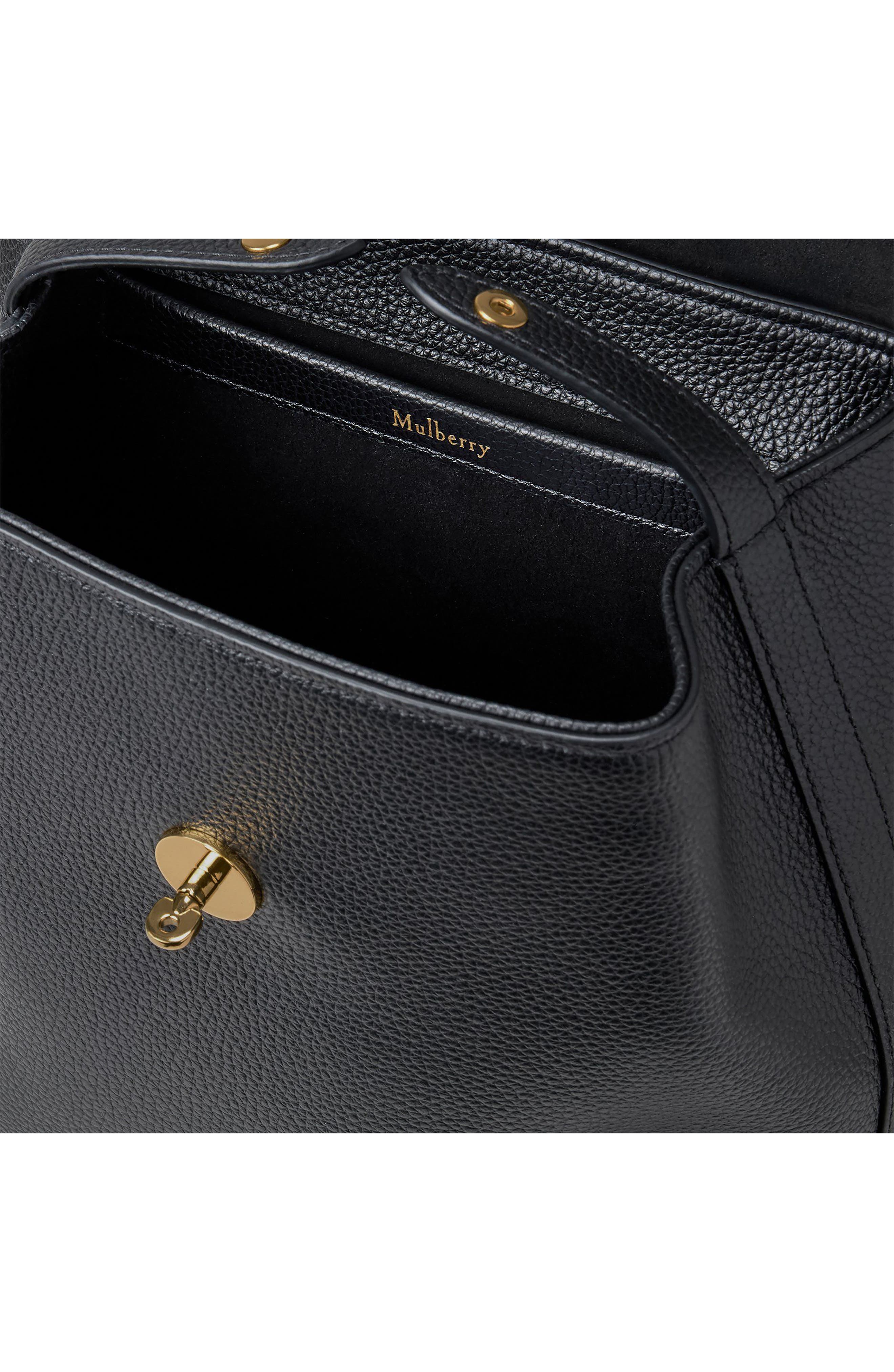 Mulberry Mini Bayswater Leather Backpack, Alternate, color, Black