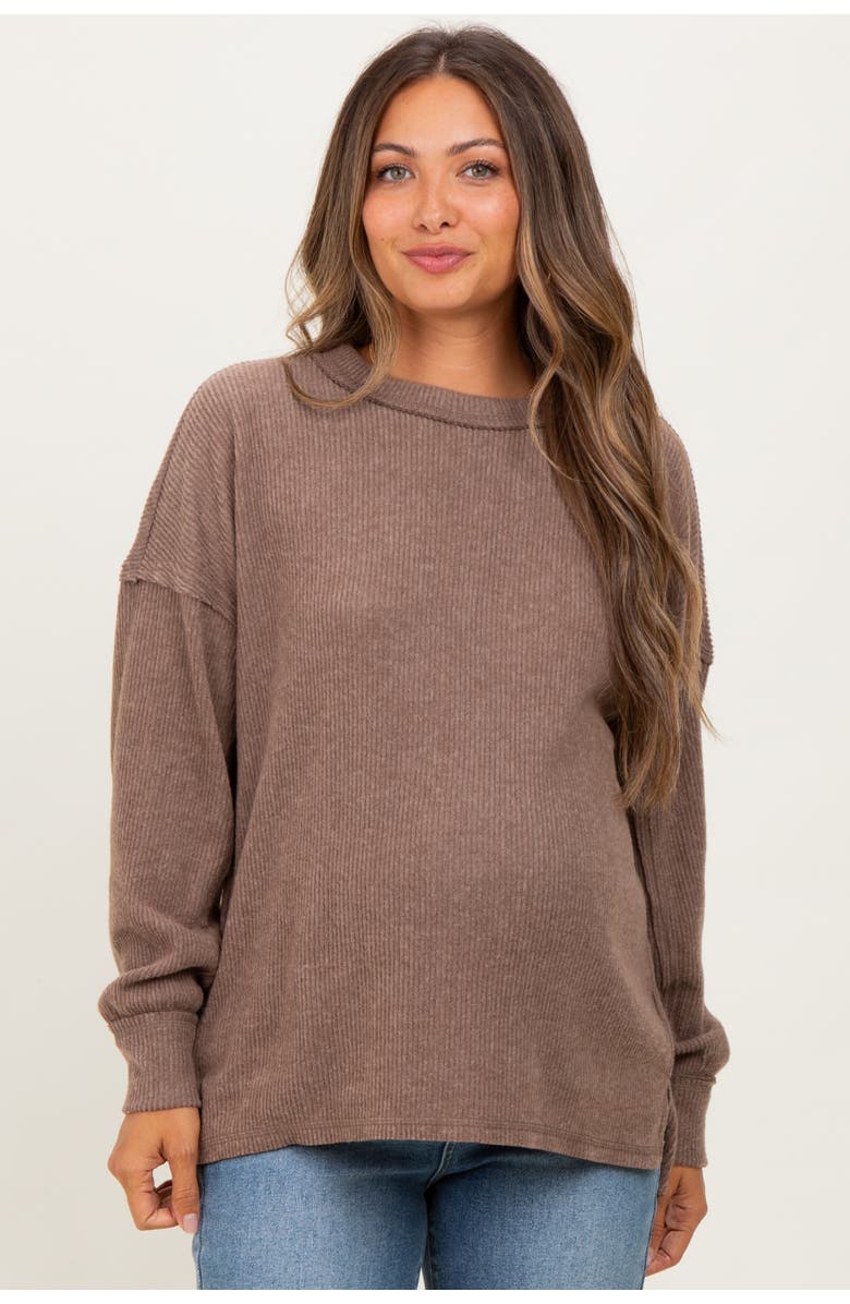 PinkBlush Mocha Long Sleeve Maternity Top, Main, color, Mocha