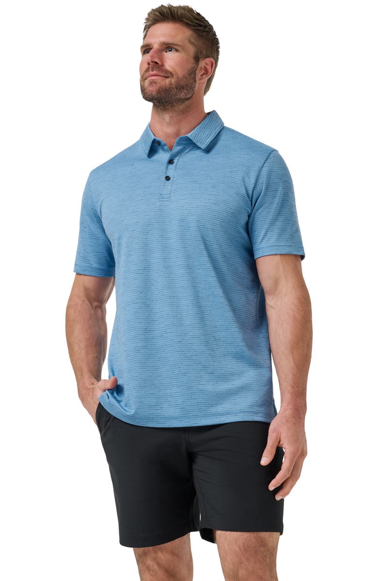 TravisMathew Base Jump Stripe Cotton Blend Polo, Alternate, color, Pacific Coast