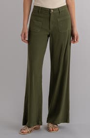 KUT from the Kloth Meg Patch Pocket High Waist Wide Leg Linen Blend Pants