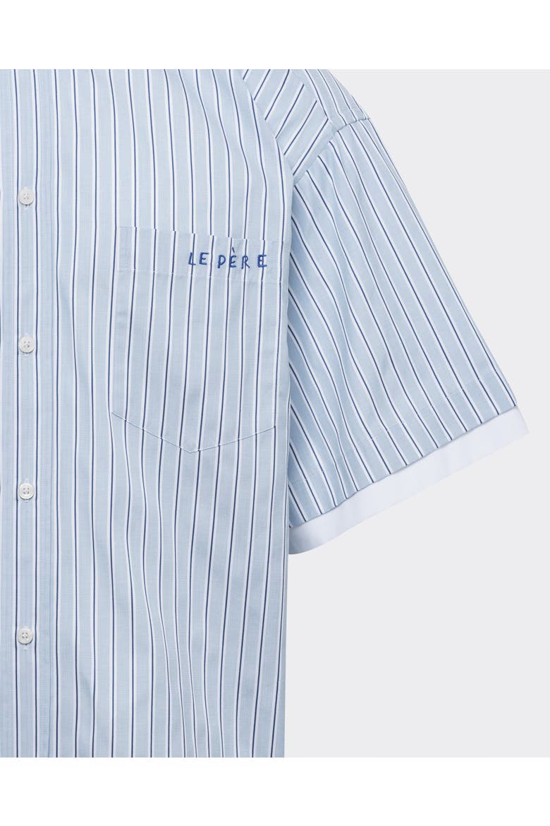 Double Short Sleeve Button Down Shirt, Alternate, color, Office Blue