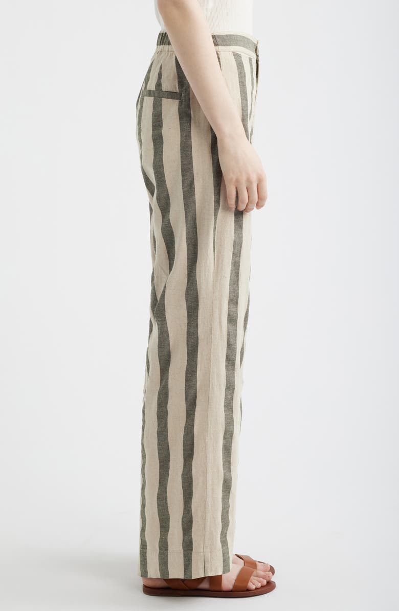 Faherty Sun Strider Stripe Wide Leg Organic Cotton & Linen Pants, Alternate, color, Ivory/ Pine Bay Stripe
