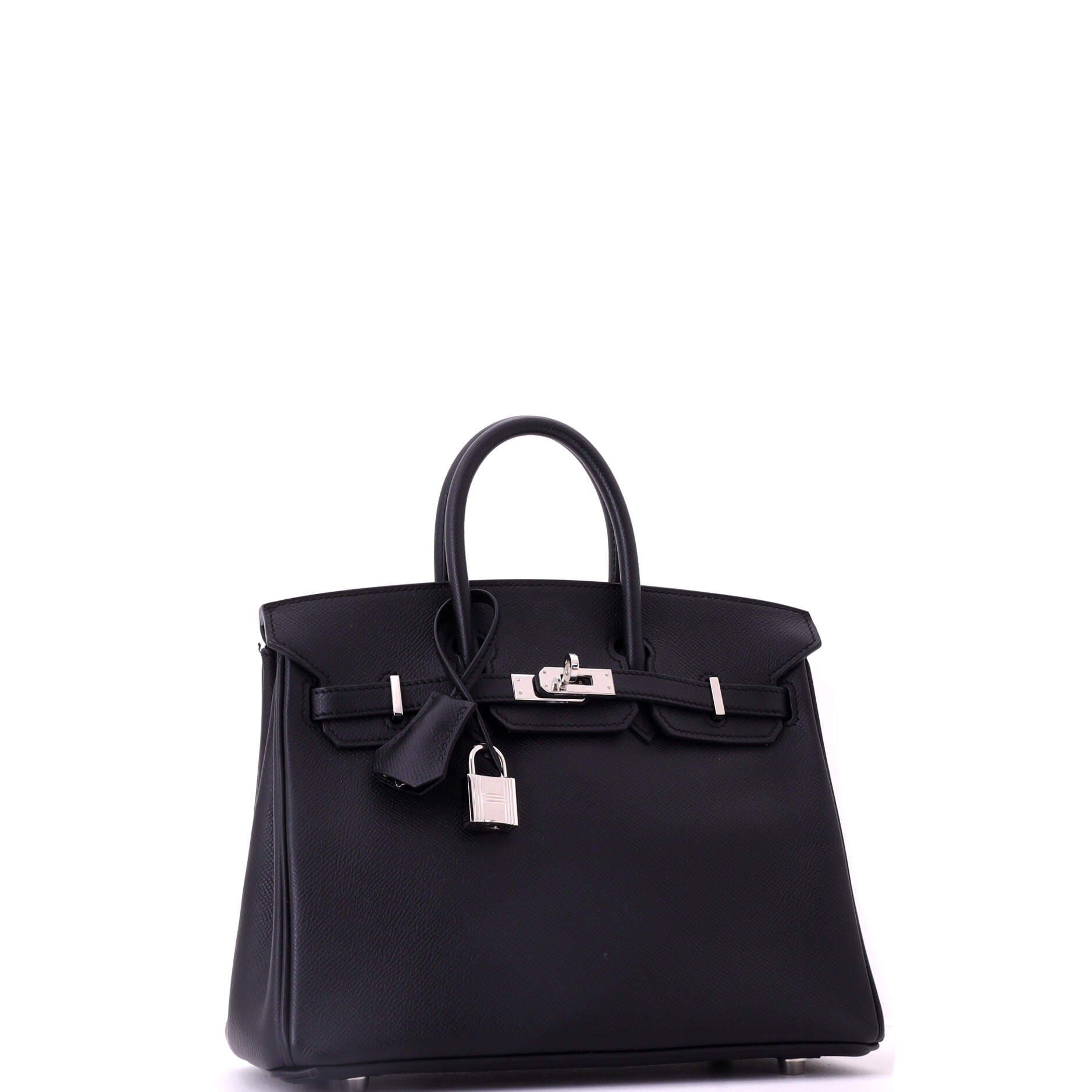 Pre-Owned Hermes Birkin Handbag Black Epsom with Palladium Hardware 25, Alternate, color, Noir