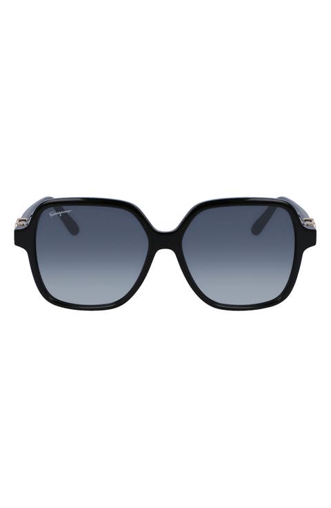 57mm Gradient Rectangular Sunglasses