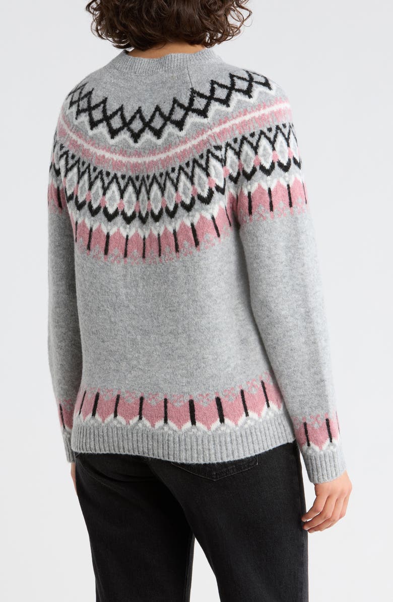 DKNY Jeans Fair Isle Crewneck Sweater, Alternate, color, Pink/ Grey Combo
