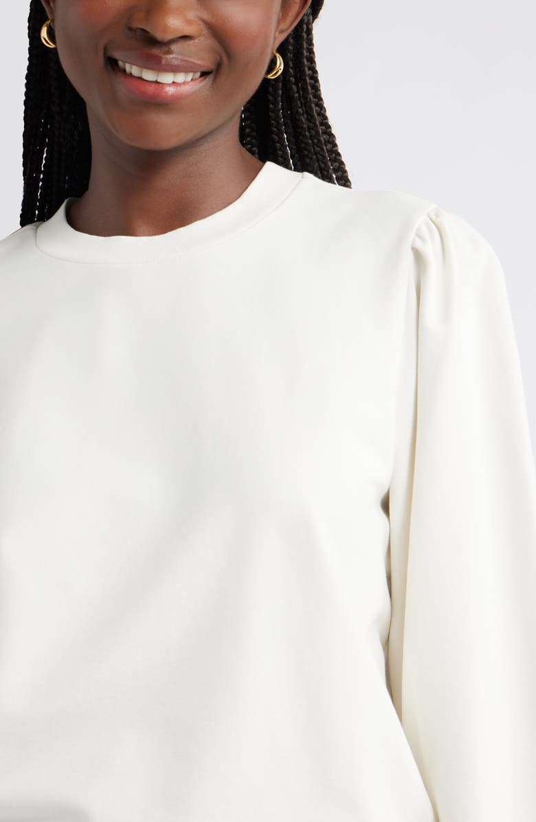 Caslon<sup>®</sup> Puff Shoulder Sweatshirt, Alternate, color, Ivory Pristine
