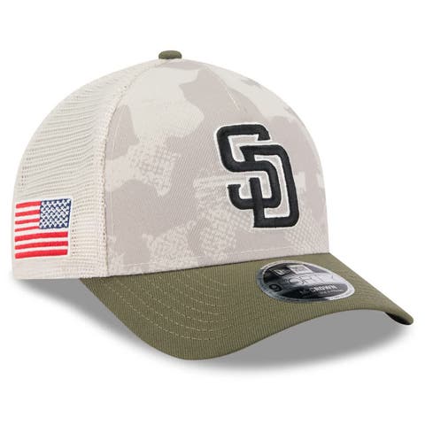 Men's New Era Light Beige/Olive San Diego Padres 2025 Armed Forces Day 9FORTY M-Crown A-Frame Adjustable Hat
