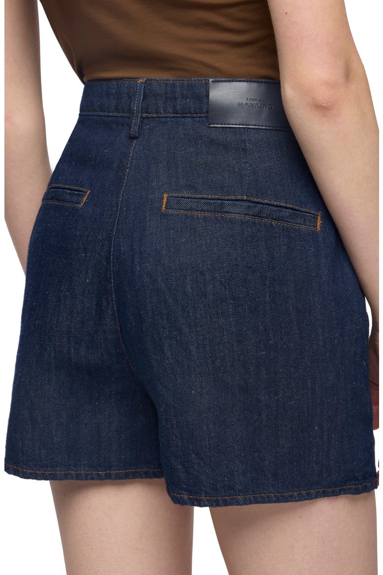 High Waist Cotton & Linen Denim Trouser Shorts, Alternate, color, BLOSSOM