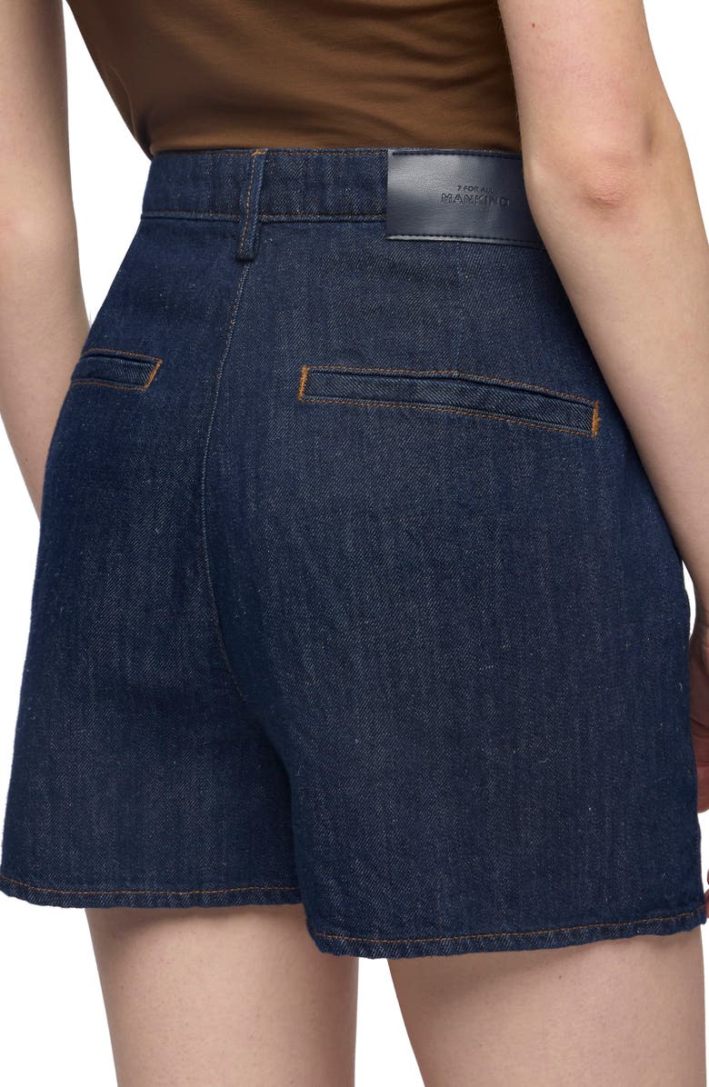 7 For All Mankind High Waist Cotton & Linen Denim Trouser Shorts, Alternate, color, 