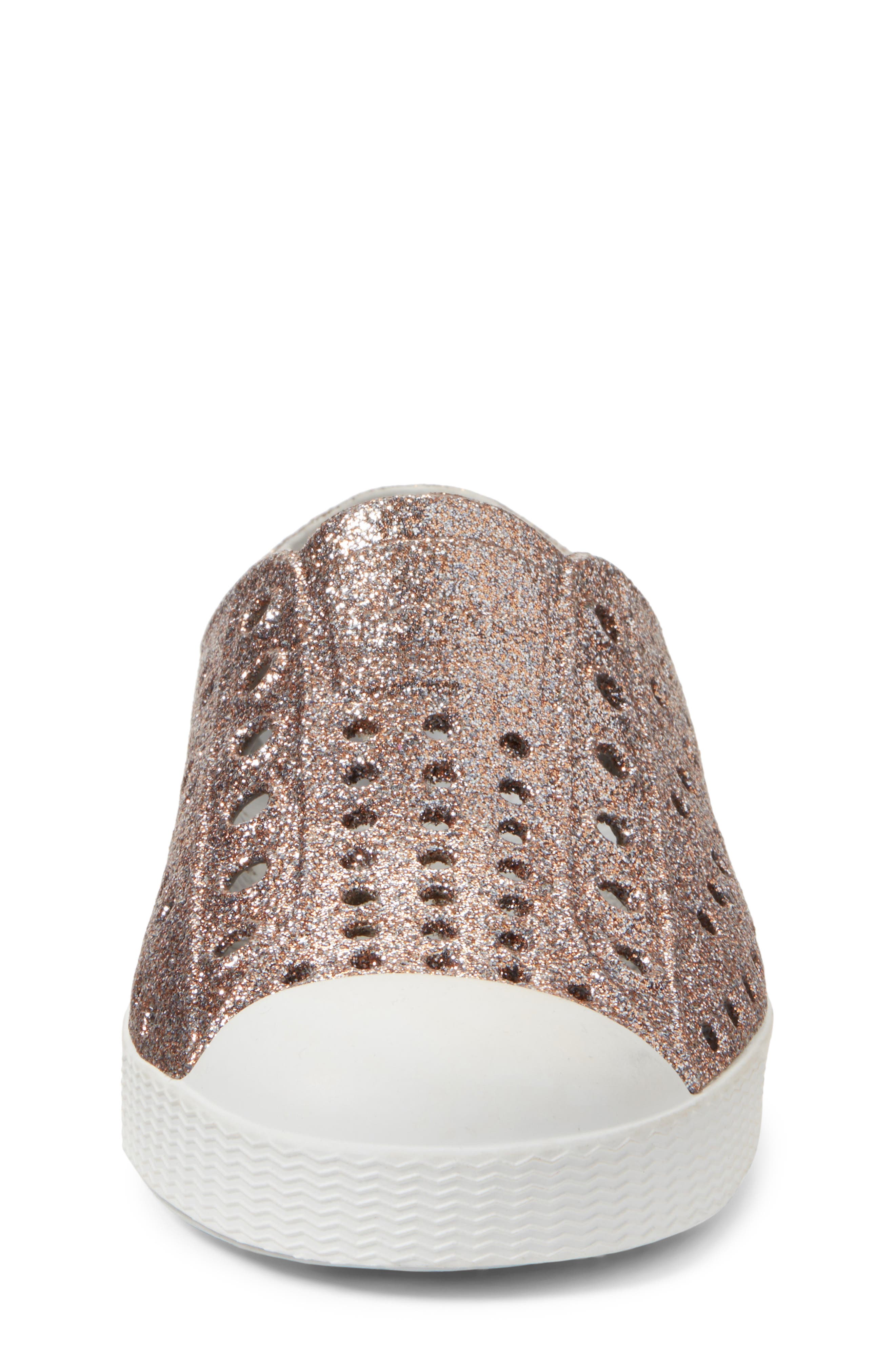 Native Shoes Jefferson Bling Glitter Slip-On Sneaker, Alternate, color, Metallic Bling/ Shell White