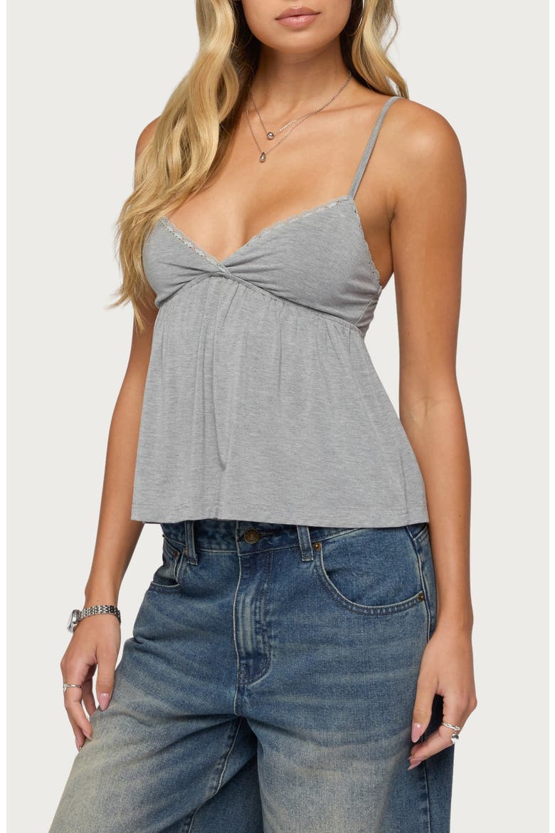 Belen Lace Trim Camisole, Alternate, color, GRAY-MELANGE