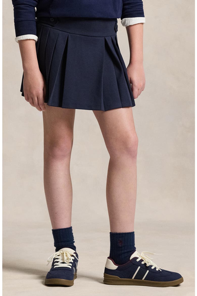 Kids' Pleated Ponte Skort, Alternate, color, NAVY