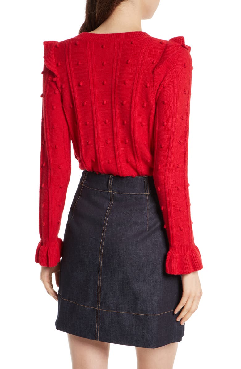Kate Spade New York ruffle yoke sweater, Alternate, color, Charm Red