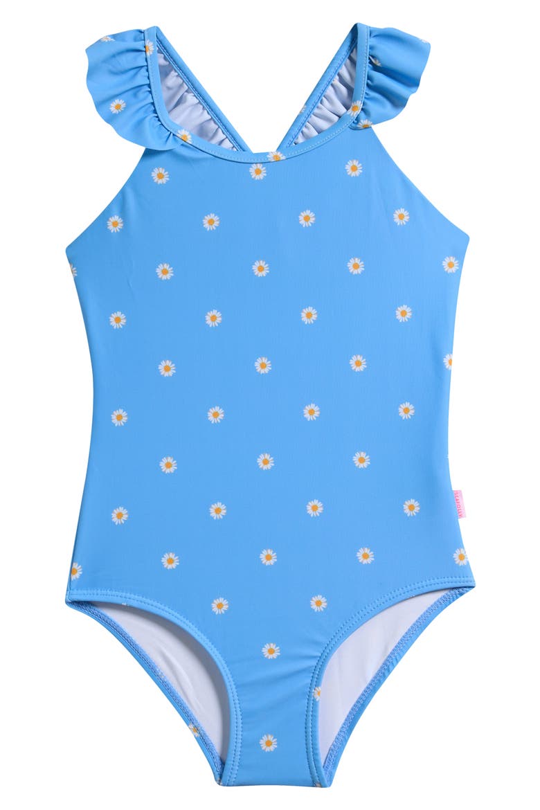 Kids' Daisy Chain One-Piece Swimsuit, Main, color, DAISY CHAIN BLUE