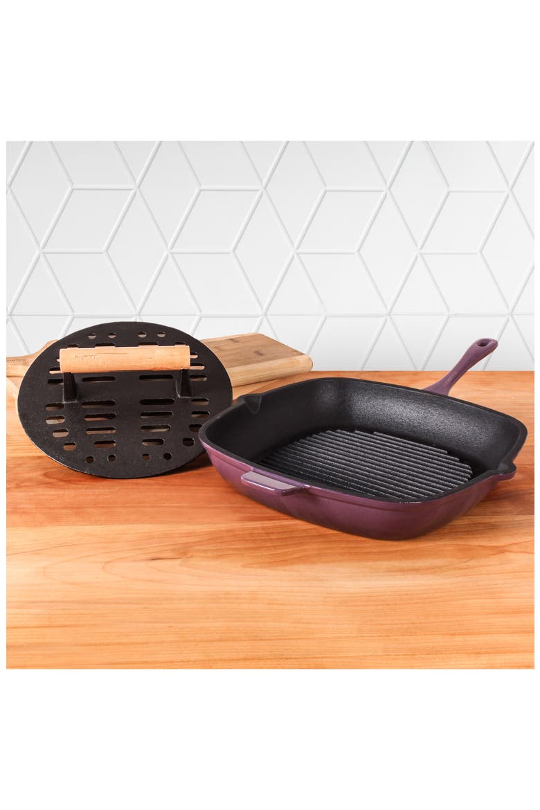 Neo 2-Piece Cast Iron Grill Set, Alternate, color, PURPLE