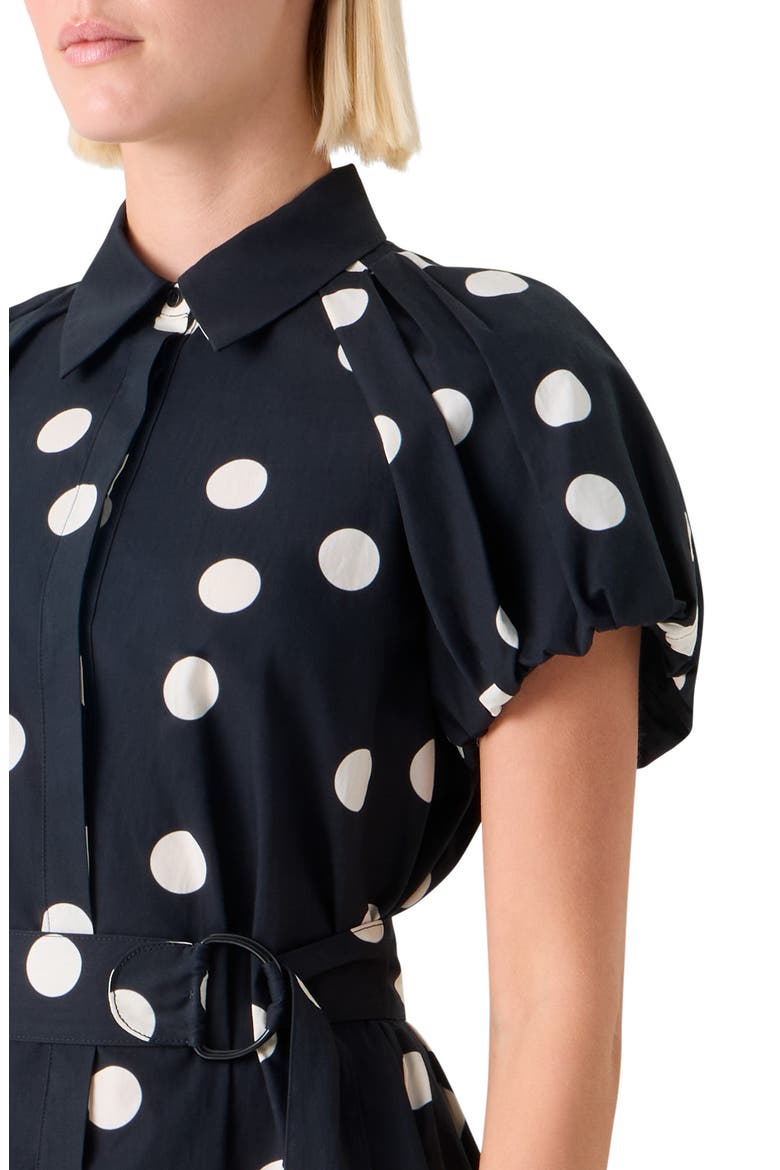 Polka Dot Belted Cotton Poplin Shirtdress, Alternate, color, BLACK-CREAM