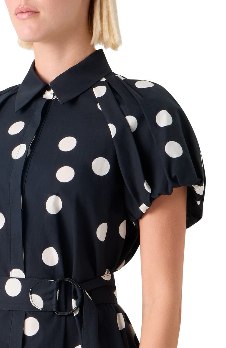 Akris punto Polka Dot Belted Cotton Poplin Shirtdress, Alternate, color, Black-Cream