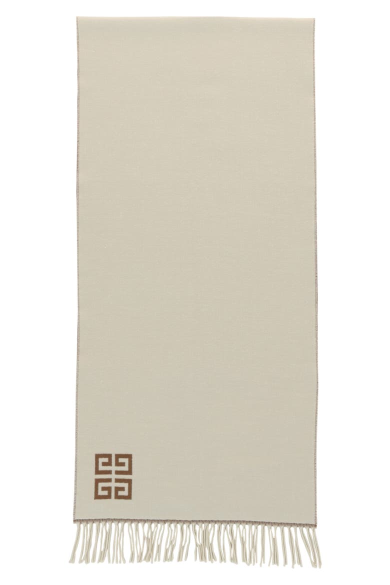 4G Reversible Wool Scarf, Main, color, DARK BEIGE
