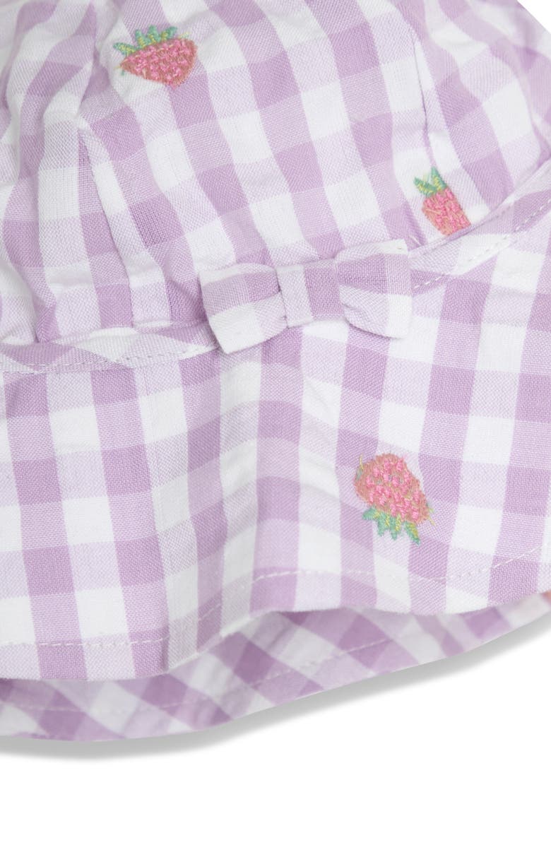 JOJO MAMAN BEBE Strawberry Embroidered Dress, Hat & Bloomers Set, Alternate, color, Lilac