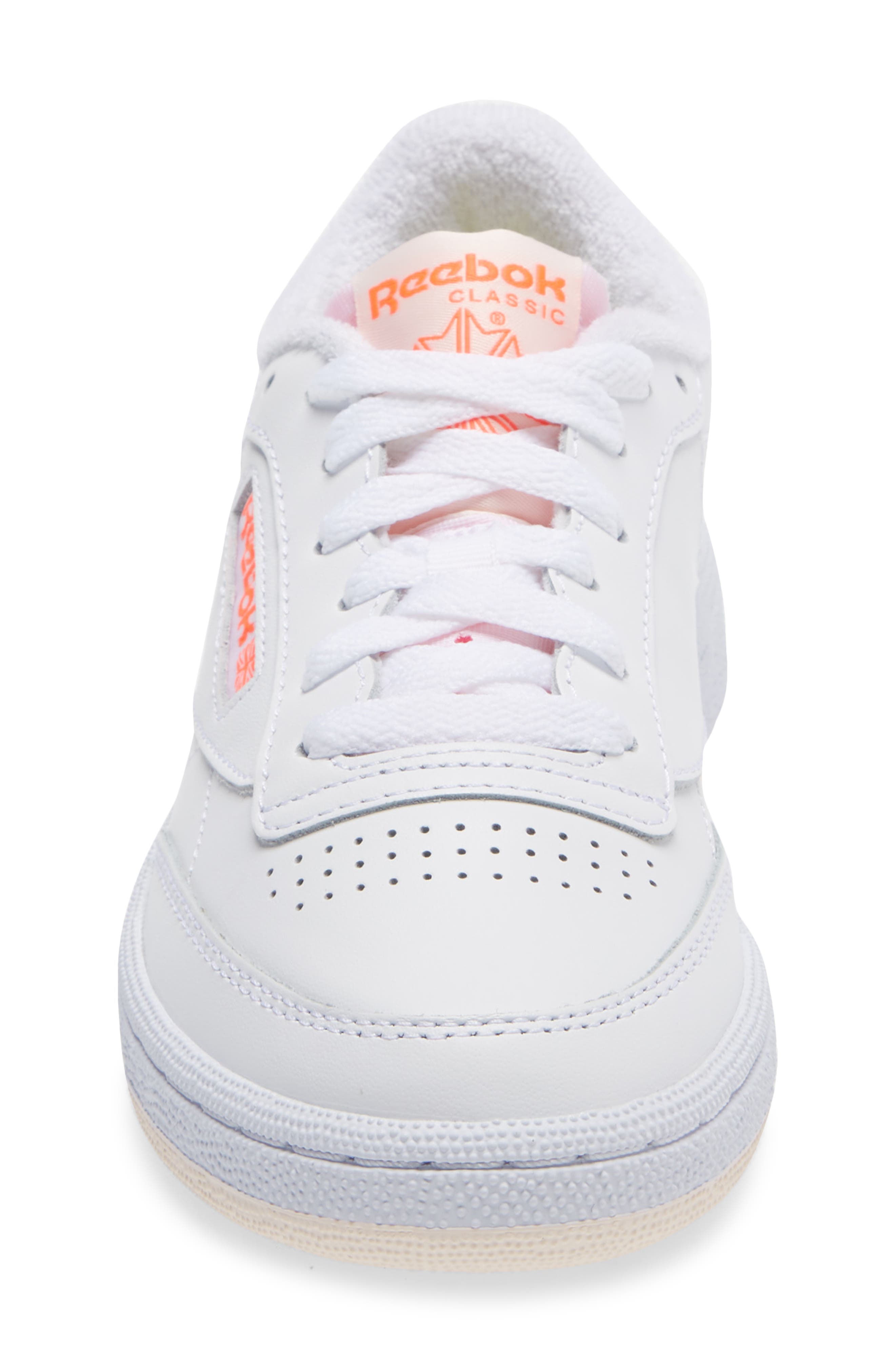 Club C 85 Sneaker, Alternate, color, WHITE/ CERAMIC PINK/ ORANGE