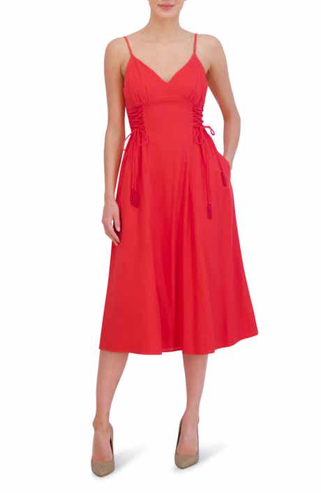 Side Tie Detail Linen Blend Midi Dress