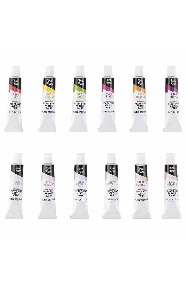 Brea Reese Professional Heavy Body Acrylic Paint Set 12 Tubes, Alternate, color, Multicolored