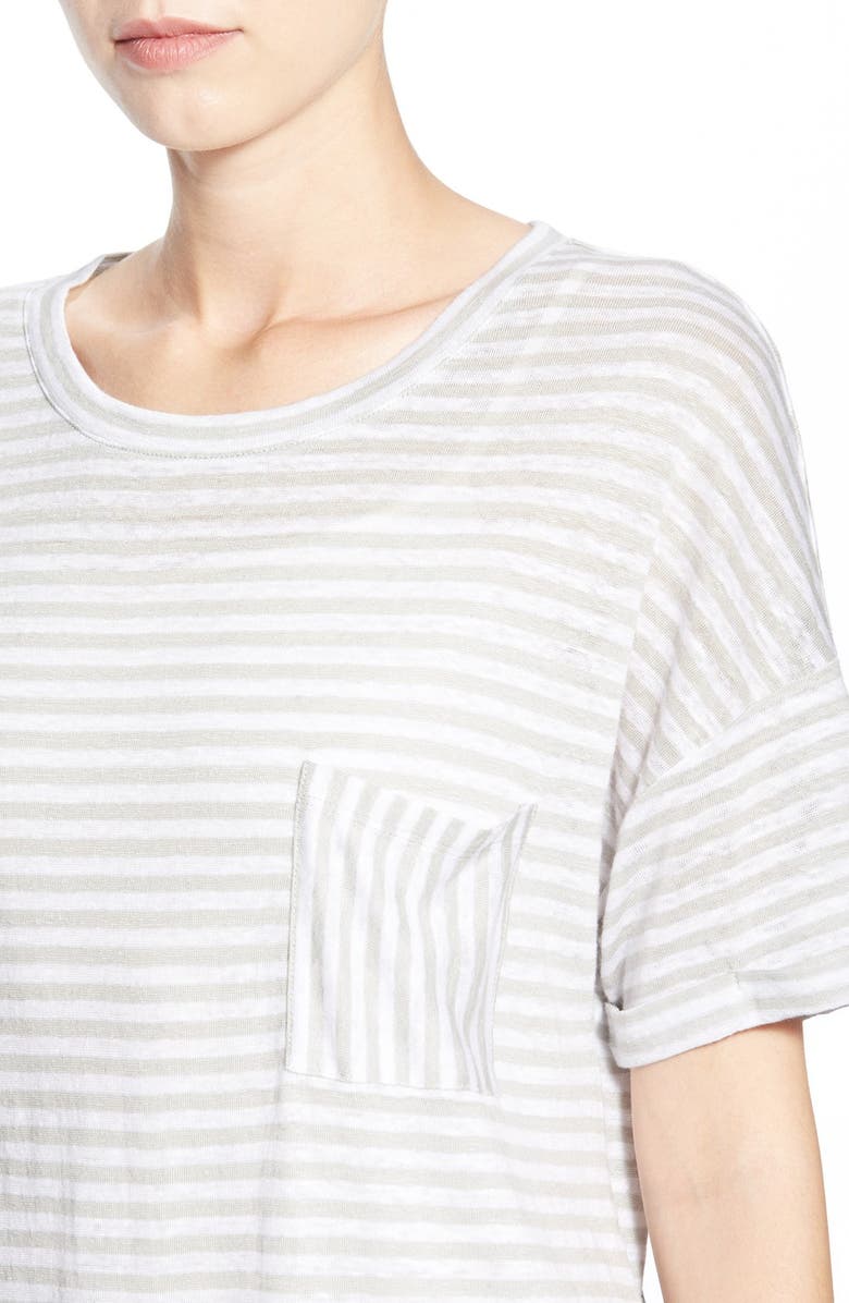 Caslon<sup>®</sup> Cuff Sleeve One-Pocket Stripe Tee, Alternate, color, 