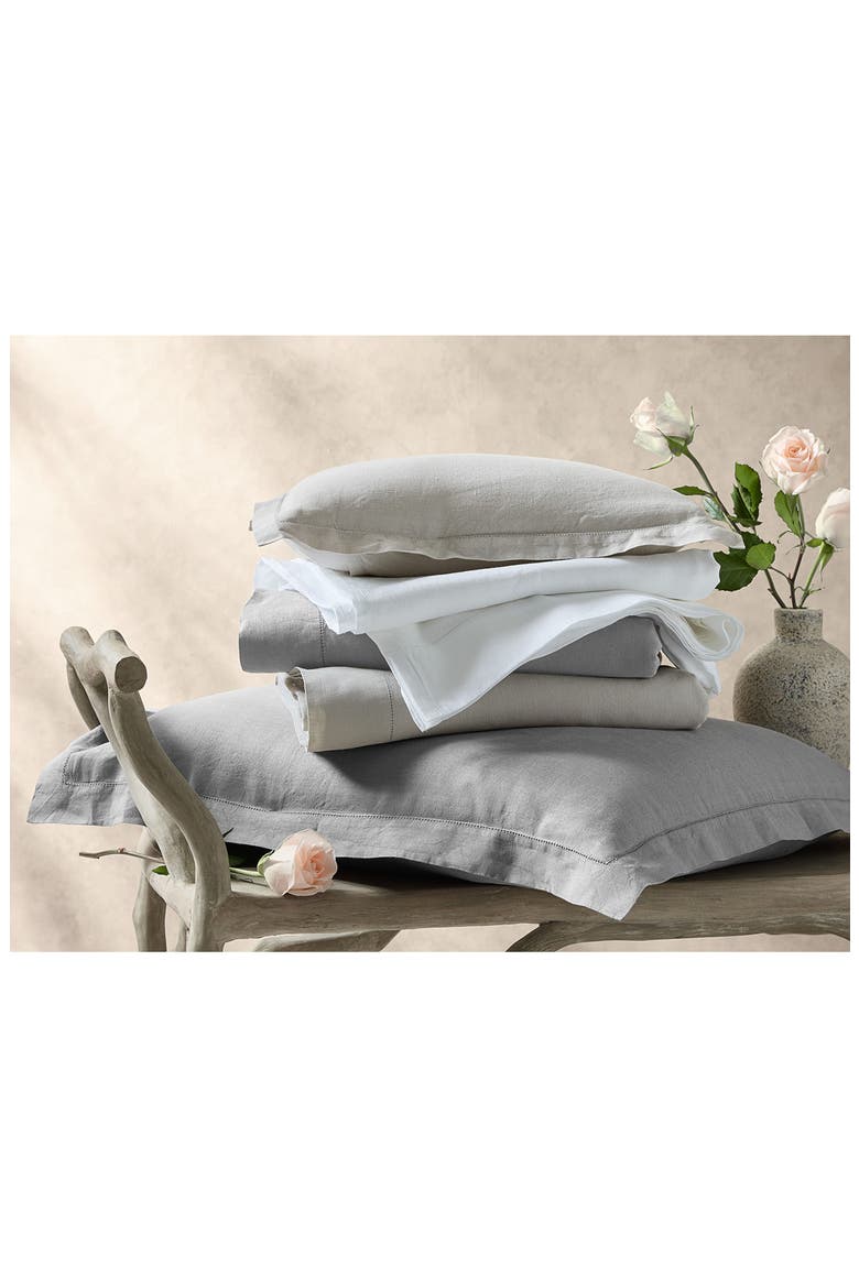 Roman Hemstitch Linen Flat Sheet, Alternate, color, WHITE